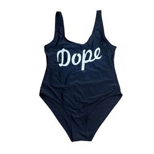 DOPE Women's Black Scoop Neck One Piece Swimsuit Size Medium